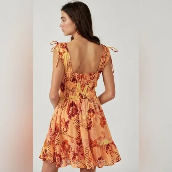 Free People Vernon Mini Dress Sunshine Combo Size Medium - Picture 3 of 9